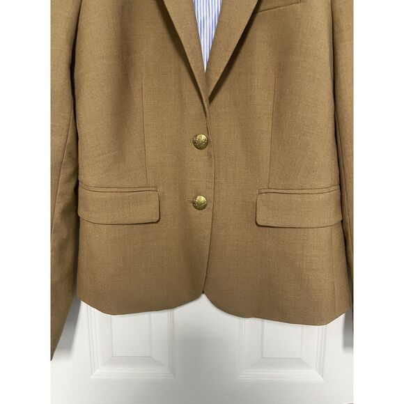 J.Crew Blazer Women’s Sz 2 Camel Wool Blend Schoolboy - Picture 6 of 14